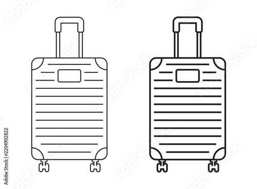 Suitcase for vacation icon in flat style. Cabin baggage vector illustration on isolated background. Luggage container sign business concept.