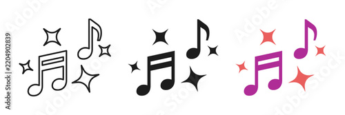 Music note icon set collection in flat style. Musical key vector illustration on isolated background. Audio piano sign business concept.