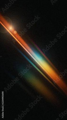 Light refraction diagonal rainbow spectrum beam on dark textured background isolated as PNG
