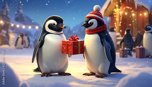 penguins in winter