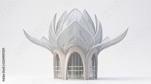 3D Render of a Modern Futuristic Lotus Flower Architecture Pavilion.