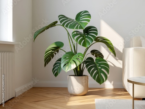 Monstera Deliciosa Plant in Modern Interior