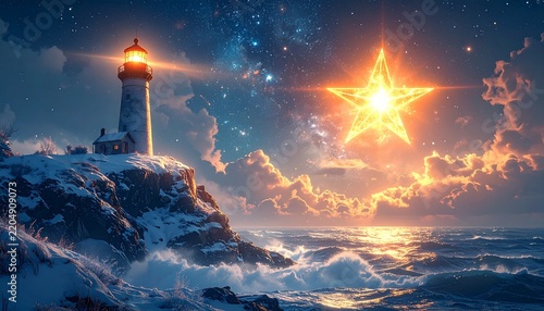 Lighthouse and Christmas star