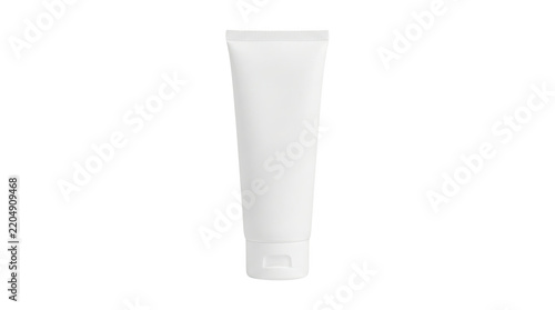 A blank white plastic cosmetic tube for skincare or beauty products presented as an isolated object on a transparent background for easy design integration isolated on transparent background