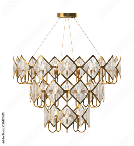 Luxury Gold Crystal Chandelier Render
