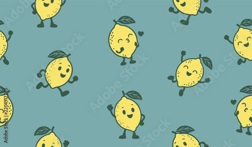 Lemon fruits pattern background vector design