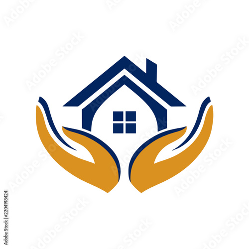 Blue Roof and Window Above Orange Helping Hands