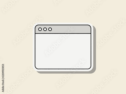 Simple web browser window icon sticker with grey fill and outline