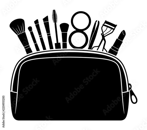 Beauty Tool Storage Pouch silhouette vector illustration for cosmetics and salon accessories