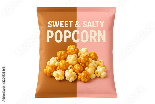 Sweet and salty popcorn package isolated on transparent background