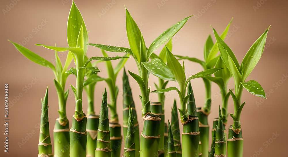 Obraz premium Fresh green bamboo shoots growing naturally