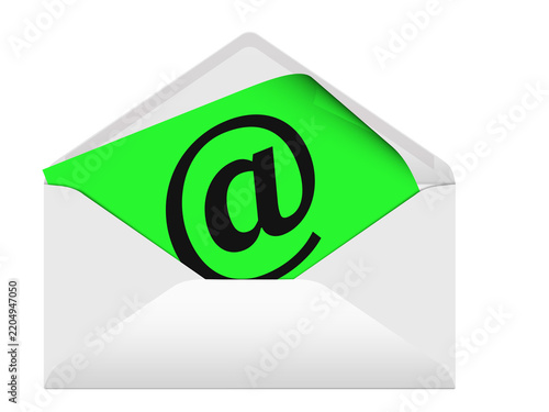 Envelope with at sign, 3d illustration