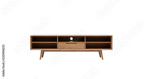 Modern wooden media console with drawers