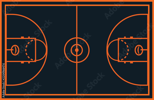 Basketball Court Layout Top View Vector Illustration