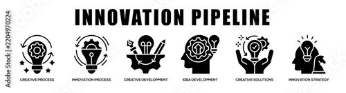 glyph - Innovation Pipeline web banner icon vector illustration concept