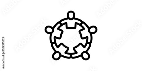 Teamwork icon showing people in circle holding hands.