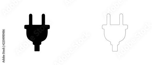 Electrical power plug connector vector icon filled and outline, electric cord plug and socket connector symbol.