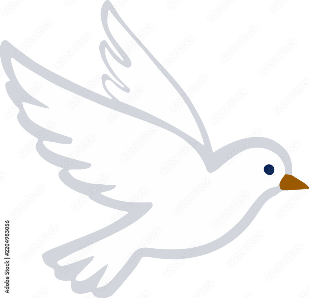 Fototapeta premium Minimalist Flying White Dove Vector Illustration Representing Peace and Freedom Concept for Graphic Design Projects
