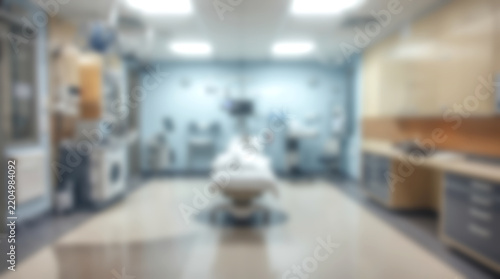 Blurred background of a modern empty operating room with surgica