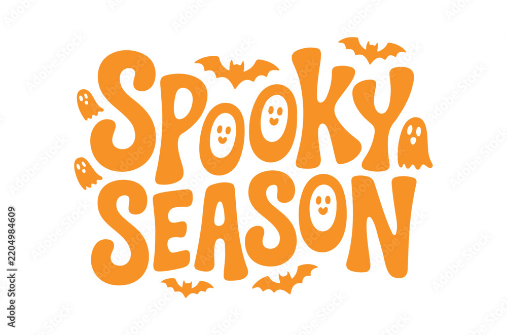 Fototapeta premium Halloween typography with broom and pumpkins black silhouette design