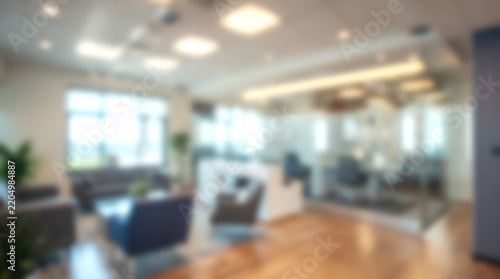 Blurred background of modern office lobby and reception area wit