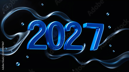 Glittery 2027 text with blue sparkles