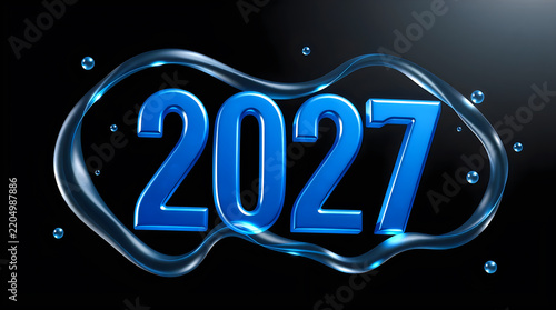 Modern 2027 heart design with starry background