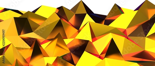 Stylized abstract golden peaks with warm lighting and sharp edges