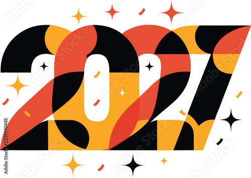 Stylish 2027 number design with sparkles