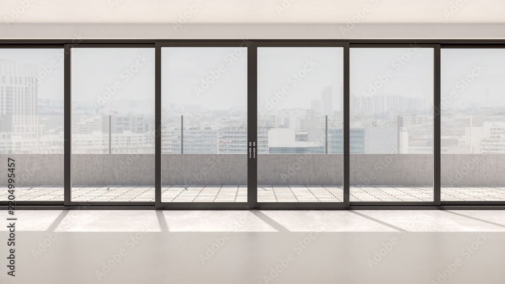 Obraz premium 3D rendering, 3d illustration, Large Luxury modern living room interior, brutalist architecture realistic lighting, Graphic Overlay wide angle, contemporary furniture, clean lines, minimalist decor,