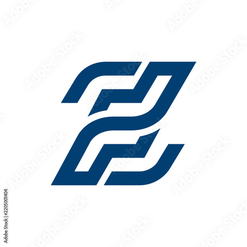 Modern abstract blue letter Z logo icon on white background corporate identity minimalist design branding element tech symbol
