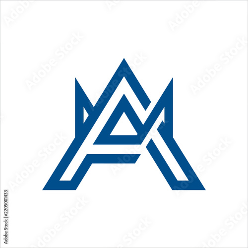 Modern Abstract Blue Geometric Letter A Logo Icon Isolated on White Background