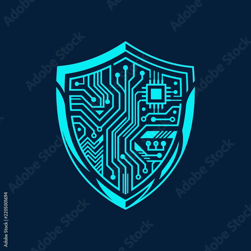Digital Shield Cyber Security Concept With Circuit Board