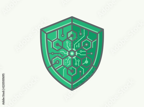Digital Shield Cybersecurity Icon Symbolizing Technology Protection
