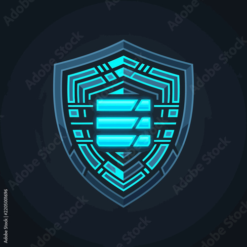 Digital Shield Emblem Abstract Geometric Cyber Security Icon