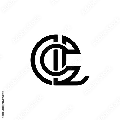 Monogram CIG Abstract Logo Design Isolated Black Letter Mark on Transparent Background