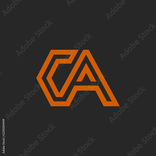 Monogram CA Logo Design Abstract Geometric Shape Orange Lines Isolated on Transparent Background