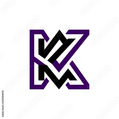 Monogram KL letter logo geometric abstract modern purple and black design isolated on white background