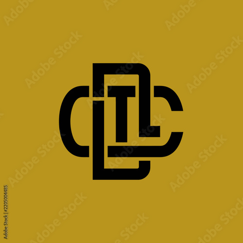 Monogram logo intertwined letters CTL black on gold background modern graphic design