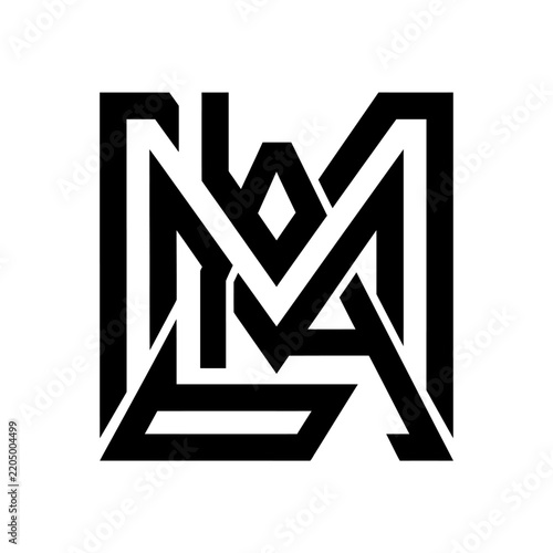 Monogram Logo LMBA Black White Geometric Design Isolated