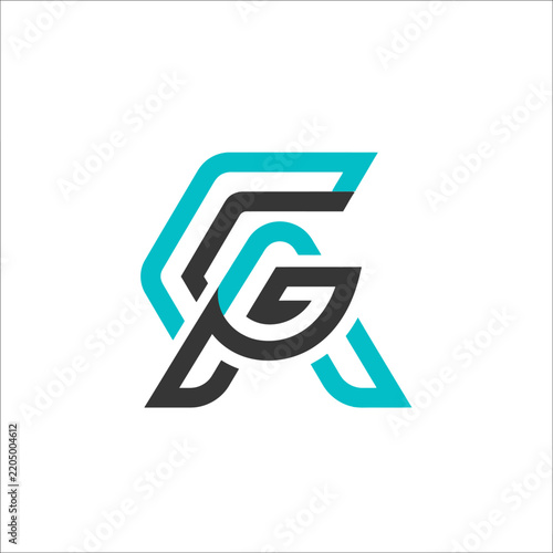 Modern Abstract Logo Design Interlocking Lines Teal and Black Geometric Lettermark Isolated