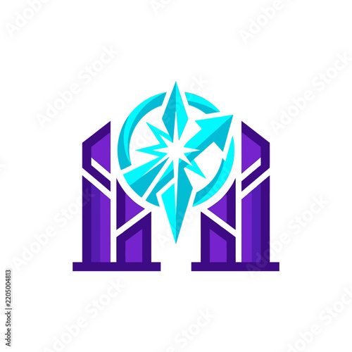 Geometric Compass and Arrow Logo Design