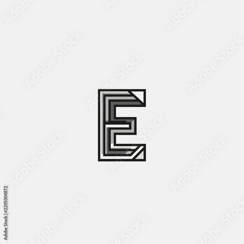 Geometric Letter E Isolated on Transparent Background Modern Font Design Abstract Monogram