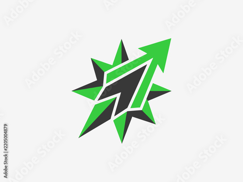 Dynamic Green Arrow Starburst Graphic Element For Business Growth Concepts
