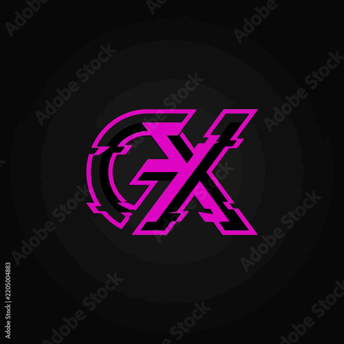 Dynamic Glitched GX Logo Graphic Design Abstract Modern Technology