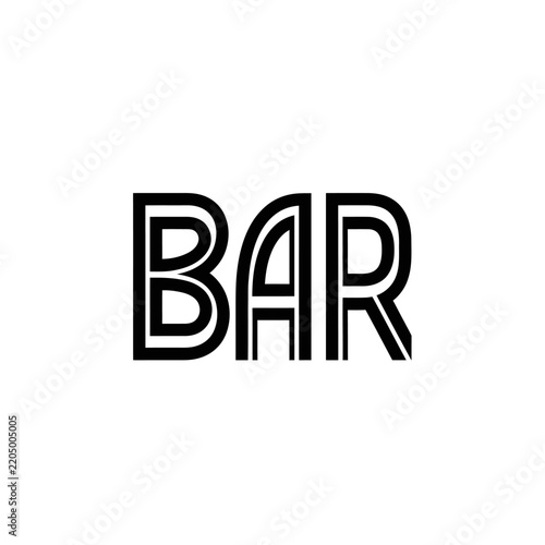Bar Text Logo Isolated Modern Geometric Font on Transparent Background