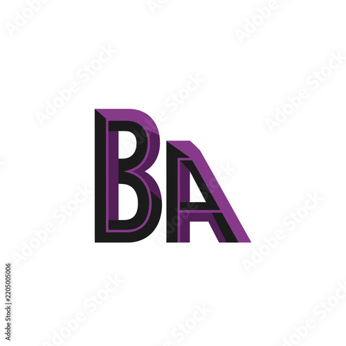 BA Initials Logo Monogram Lettermark Modern Typography Isolated