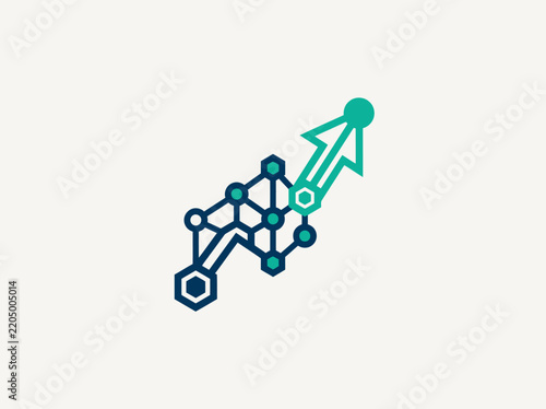 Abstract Network Connection Growth Arrow Icon Technology Innovation Concept