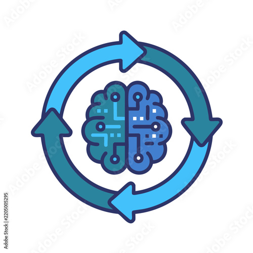 AI Workflow Flat Vector Icon