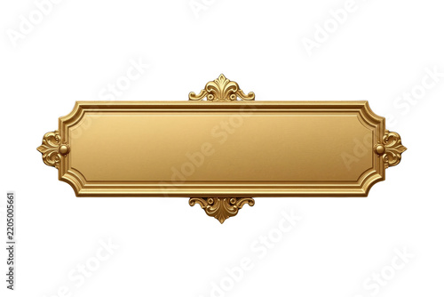 Decorative gold blank plaque isolated cutout